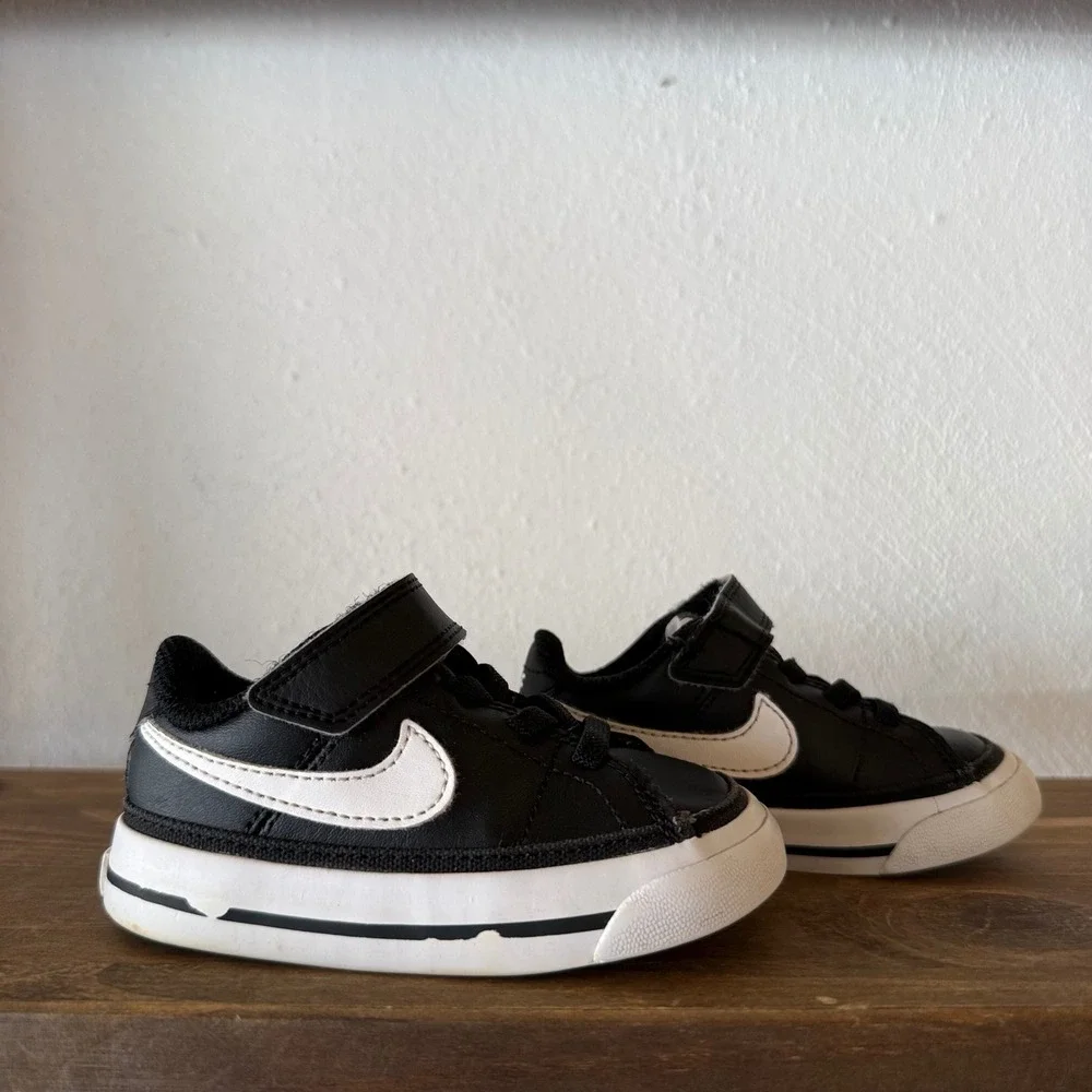 Nike Court Legacy TD Black White Hook & Loop Toddler Sneakers Size 5C DA5382-002 - Picture 4 of 10